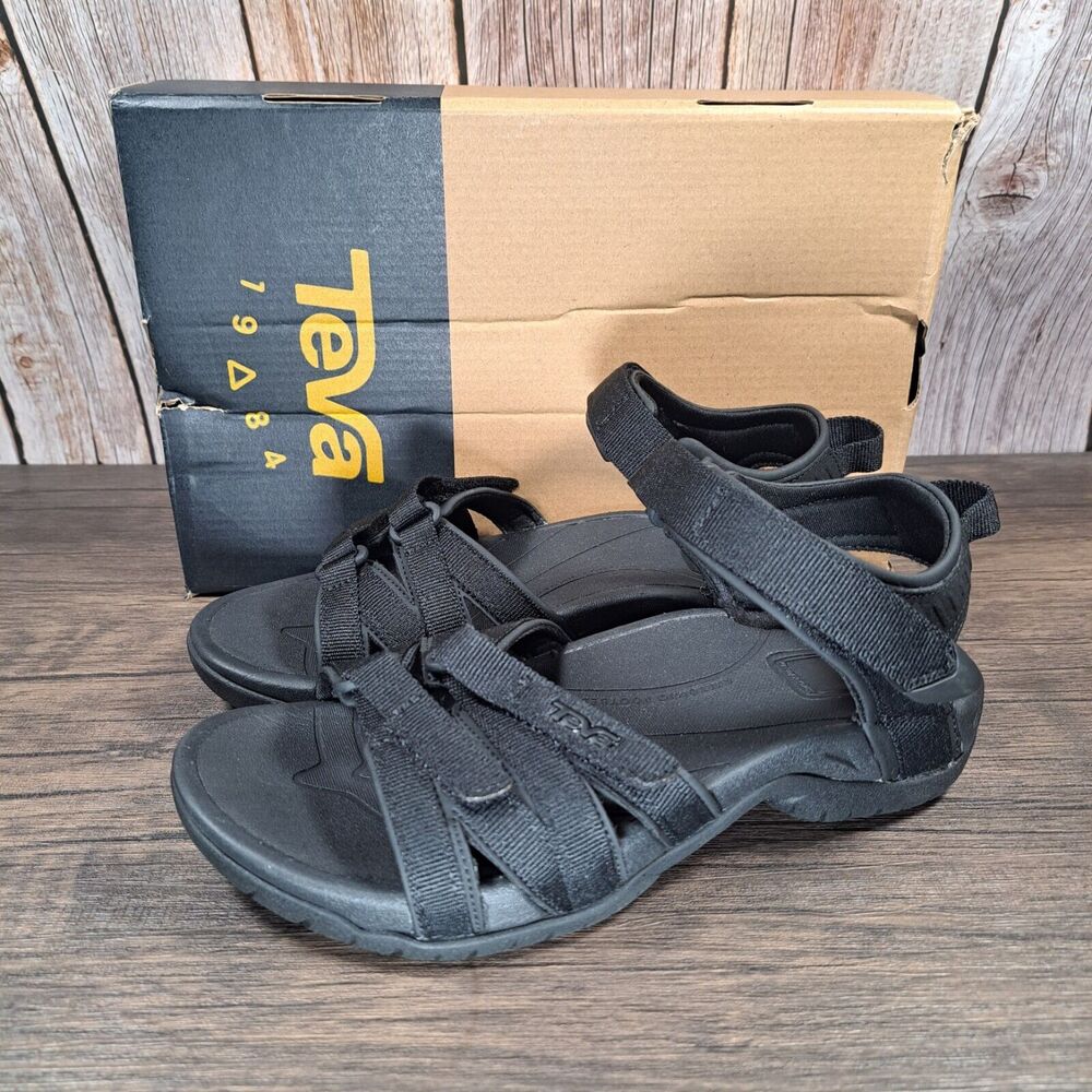 Teva Tirra All Black Strappy Slingback Hiking Sandals Women's Size 5 (New w/Box)